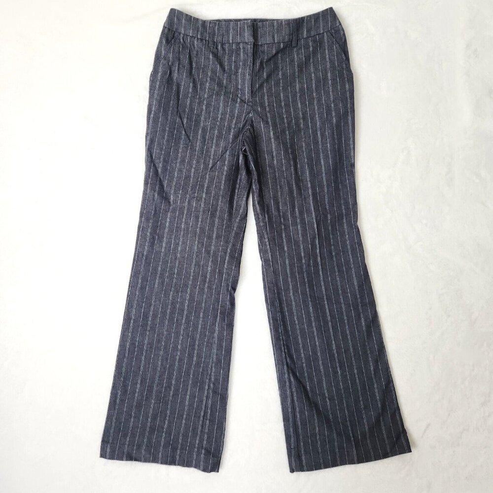 Y2K New York & Company Pinstripe Trousers Women's Size 4 Gray Blue Pants Office